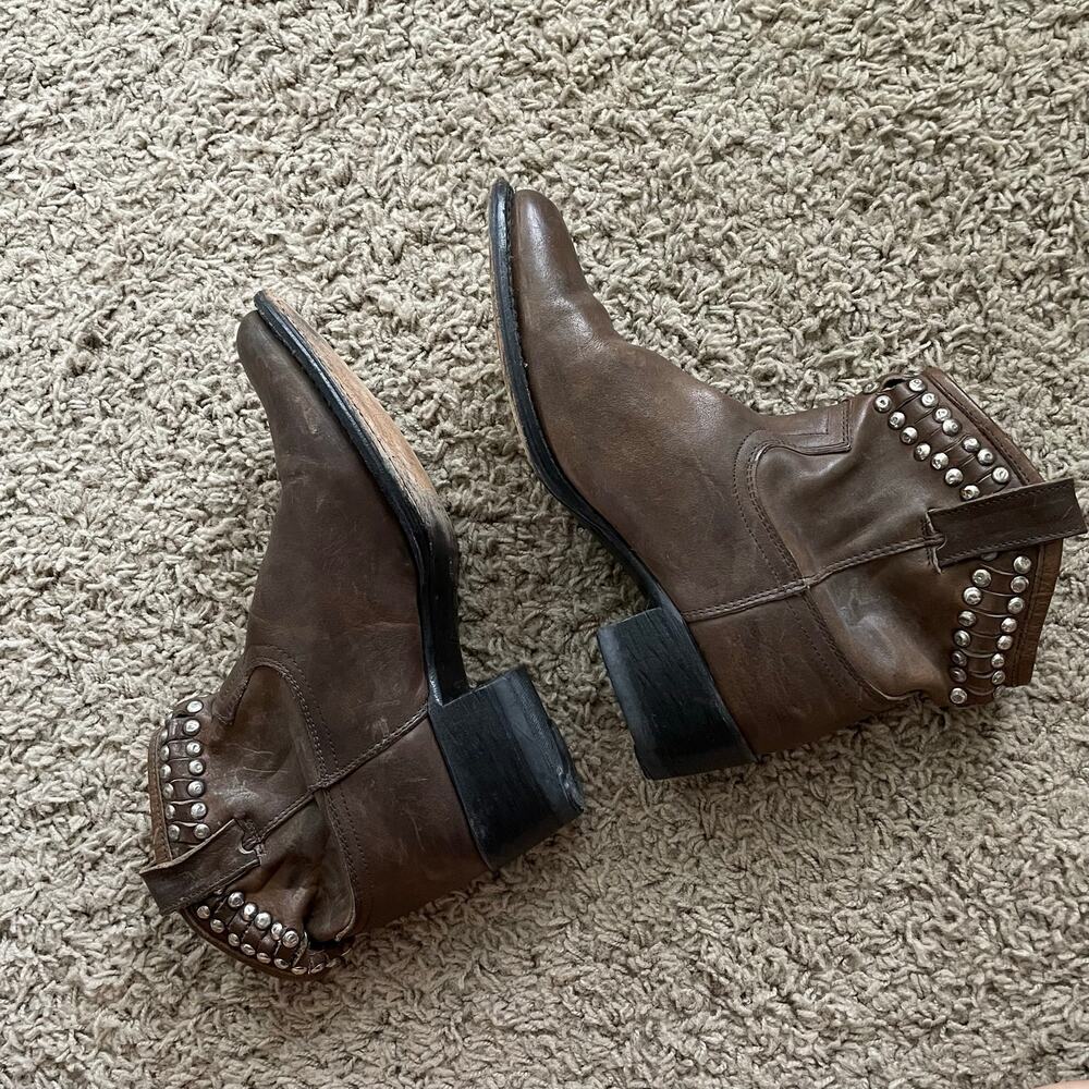 Frye Diana Cut Stud Short Boots Booties Western Cowgirl brown sz 8 - Picture 7 of 13